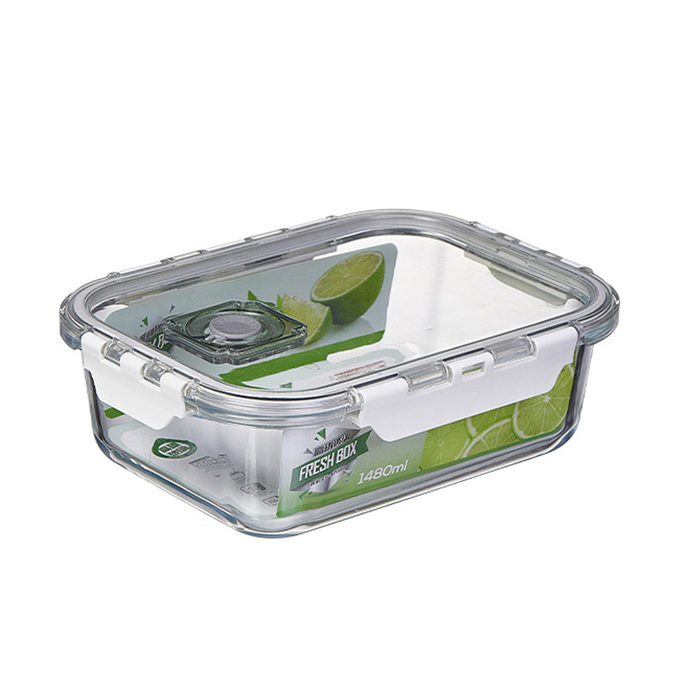 1480ml Borosilicate Rectangle Glass Food Storage Container With Microwave, Freezer & Dishwasher Safe NFH-77311